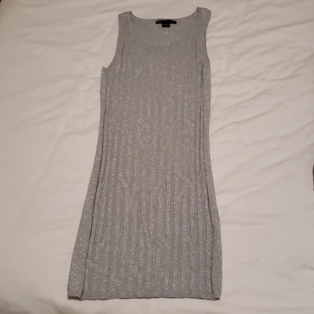 Armani Exchange Silver Glitter Mini Dress